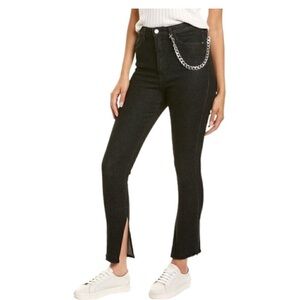 WeWoreWhat Black Straight Leg Jeans with Side Slit